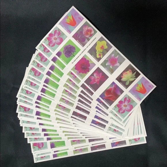 Vibrant Floral Design Stamp Set - Purple and Green